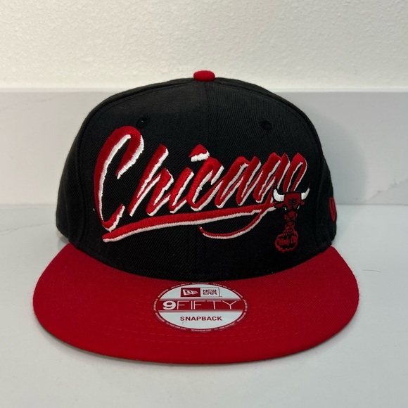 Chicago Bulls Hat Cap Snapback 9fifty Black Red New Era Adjustable - Picture 1 of 8